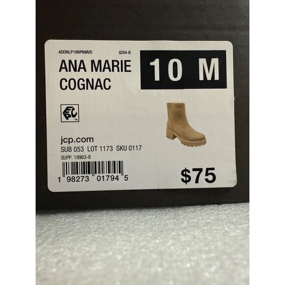 Women's Marie Block Heel Booties 10 M Cognac - New In Box - ** No‎ Lid **ana - Picture 3 of 10
